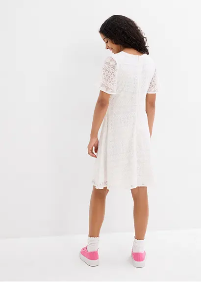bonprix Süßes Mädchenkleid mit dekorativer Spitze - weiß JETZT KAUFEN