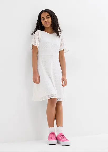 bonprix Süßes Mädchenkleid mit dekorativer Spitze - weiß JETZT KAUFEN