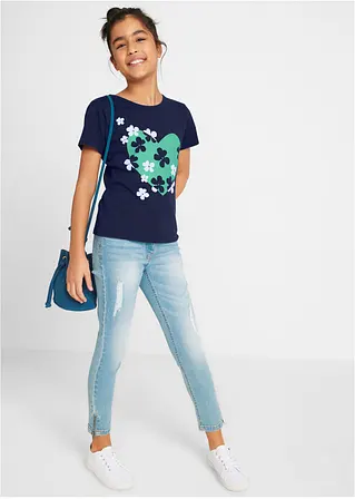 bonprix Doppelpack Mädchen T-Shirt mit romantischem Druck Bis zu 50% Rabatt