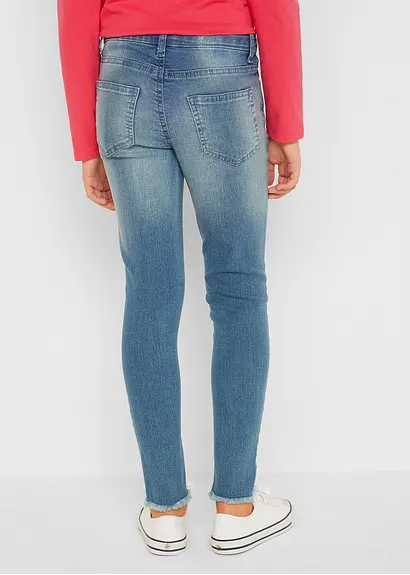 bonprix Mädchen Skinny-Jeans mit Used Effekt - blau - Kinder Vierteljährliche Förderung