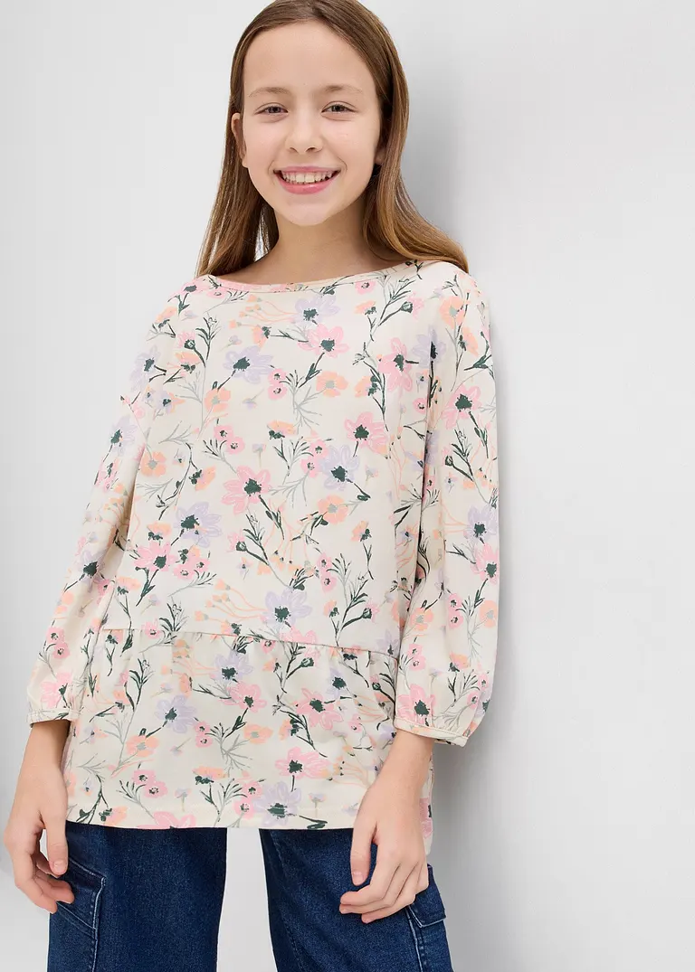 bonprix Süßes Mädchen Shirt mit Volants - beige - Kinder 50% Rabatt mit kostenlosem Versand
