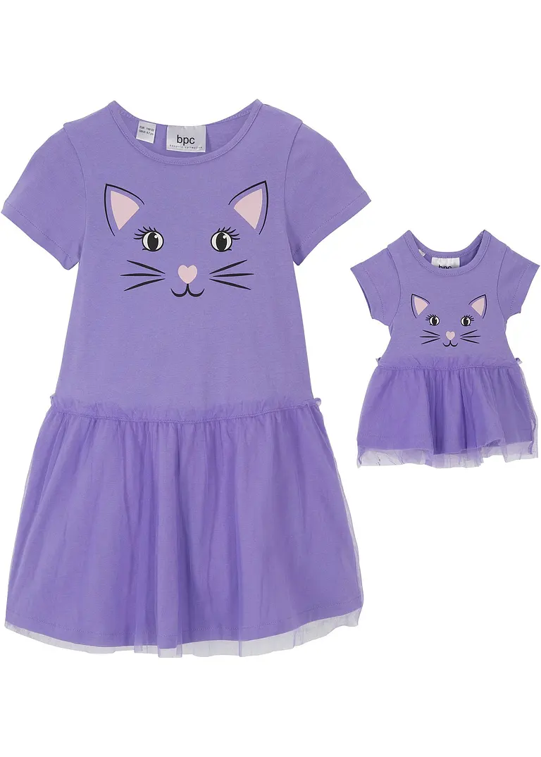 bonprix Set aus Mädchen Kleid und Puppenkleid - lila - Kinder Fabrikladen