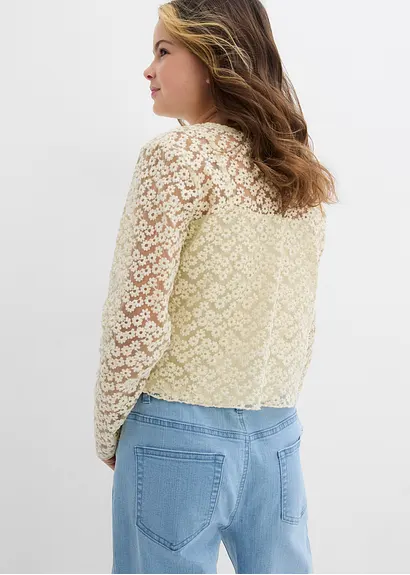 bonprix Verspielte Spitzenbluse mit eingenähtem Jerseytop - natur Im Verkauf