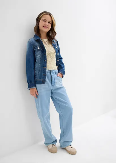 bonprix Verspielte Spitzenbluse mit eingenähtem Jerseytop - natur Im Verkauf