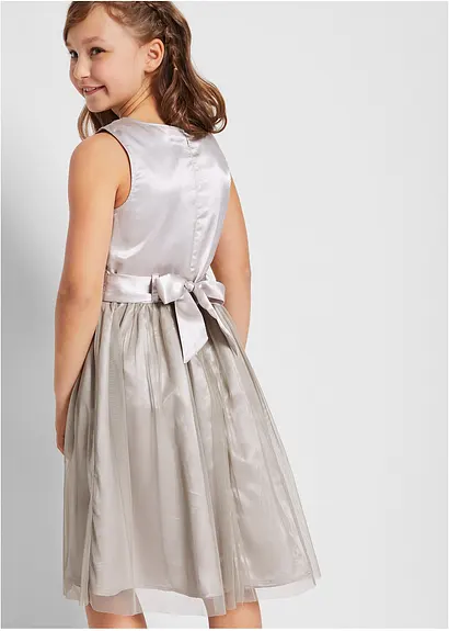 bonprix Festliches Mädchen Kleid mit dekorativen Details - silber 50% Rabatt für begrenzte Zeit