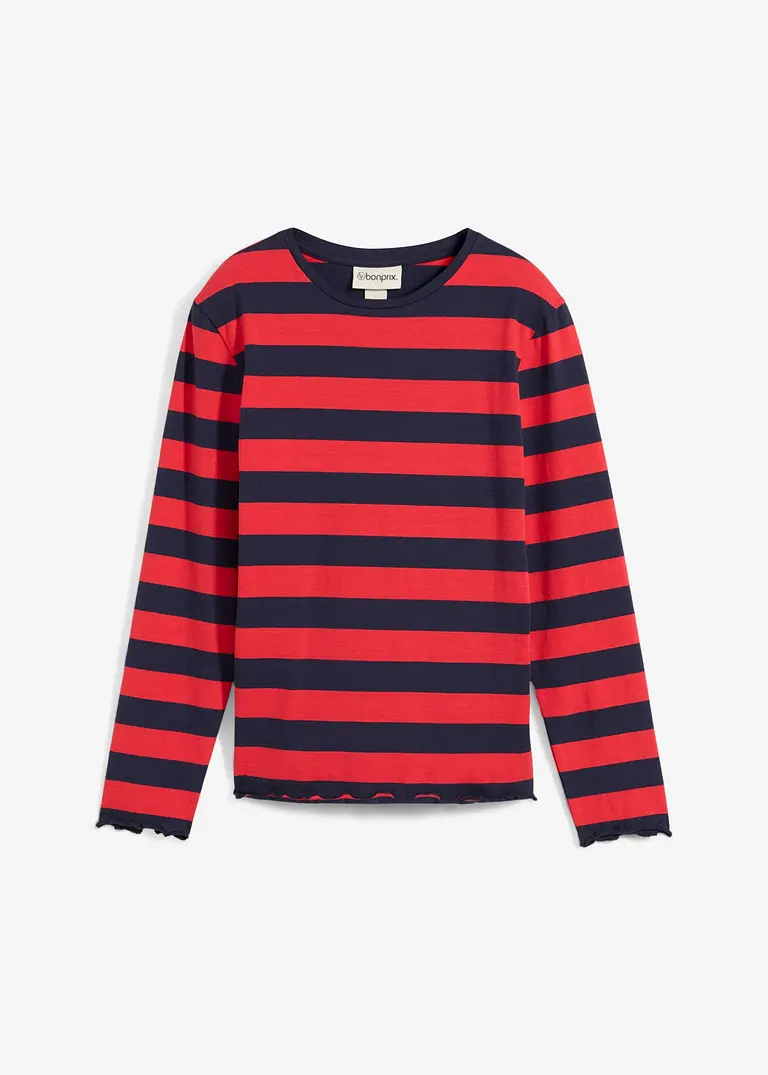 bonprix Mädchen Langarmshirt in Slim Fit aus Bio-Baumwolle - rot 2025