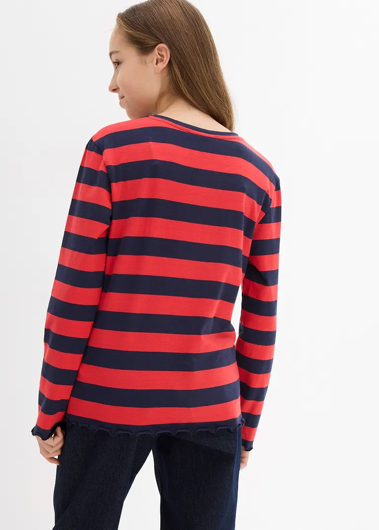 bonprix Mädchen Langarmshirt in Slim Fit aus Bio-Baumwolle - rot 2025