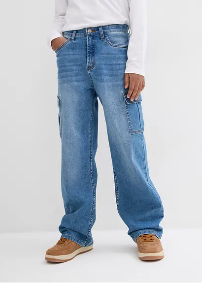 bonprix Angesagte Jungen Cargo-Jeans mit 6 Taschen - blau Angebote