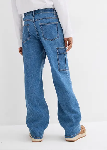 bonprix Angesagte Jungen Cargo-Jeans mit 6 Taschen - blau Angebote