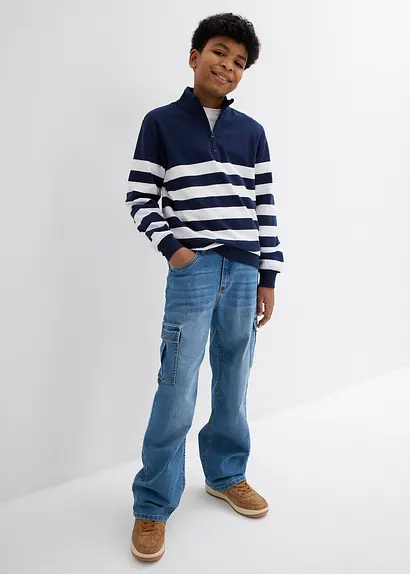 bonprix Angesagte Jungen Cargo-Jeans mit 6 Taschen - blau Angebote