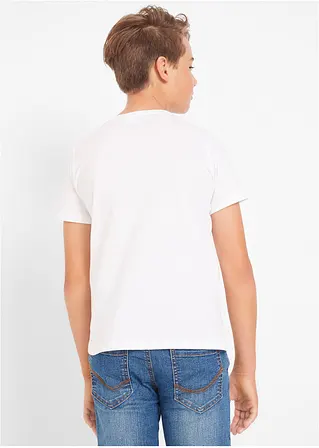 bonprix Jungen Basic T-Shirt mit Rundhalsausschnitt - weiß+dunkelblau+rot Blitzverkäufe