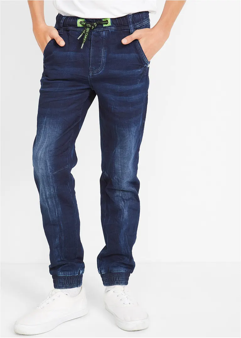 bonprix Coole Jungen Sweatjeans mit neonfarbenen Details am Bindeband Limitierter Zeitrabatt