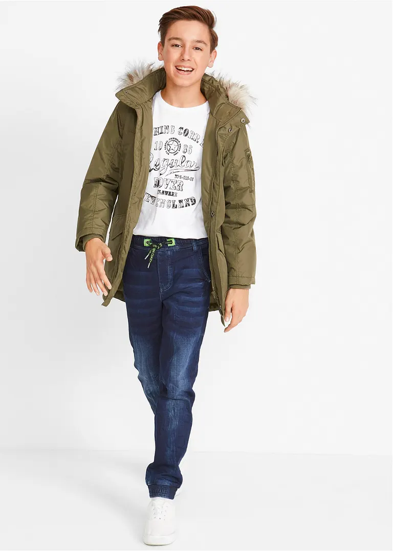 bonprix Coole Jungen Sweatjeans mit neonfarbenen Details am Bindeband Limitierter Zeitrabatt