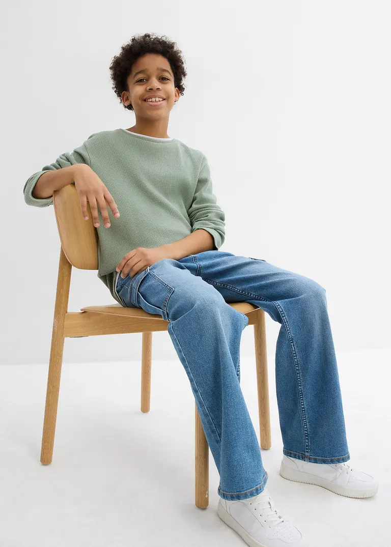 bonprix Schönes Jungen Langarmshirt in 2 in 1 Optik mit Rundhalsausschnitt Versandkostenfrei