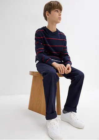 bonprix Jungen Streifenpullover mit Kapuze - blau - Kinder Preisnachlass