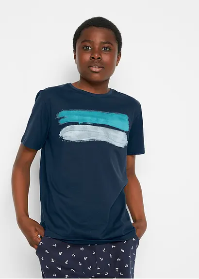 bonprix T-Shirt mit abstraktem Print - blau - Kinder Weihnachtsangebot