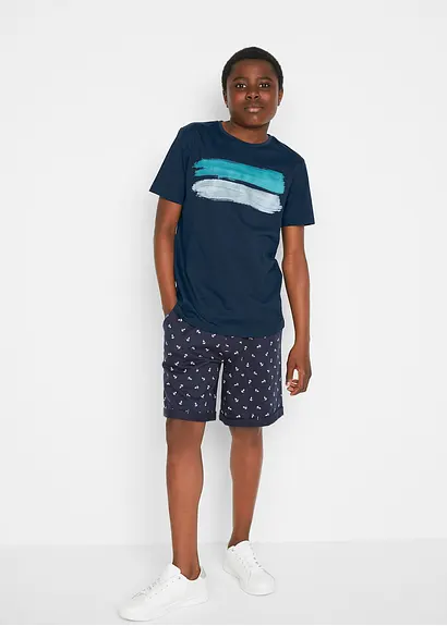 bonprix T-Shirt mit abstraktem Print - blau - Kinder Weihnachtsangebot