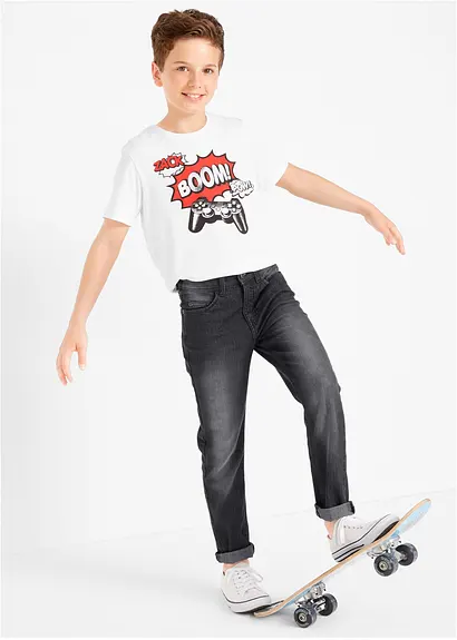 bonprix Schmale Jungen Jeans mit leichter Waschung - blau Osterangebot