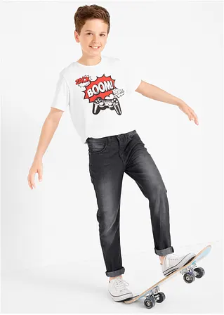 bonprix Schmale Jungen Jeans mit leichter Waschung - schwarz Muttertagsangebot