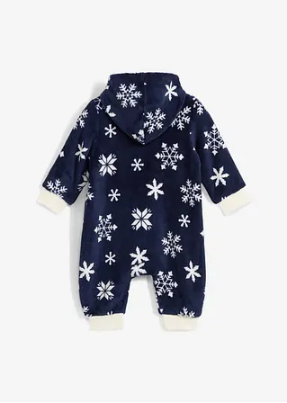 bonprix Schöner Baby Fleece-Overall mit Kapuze und Reißverschluss - blau Zeitlich begrenztes Angebot
