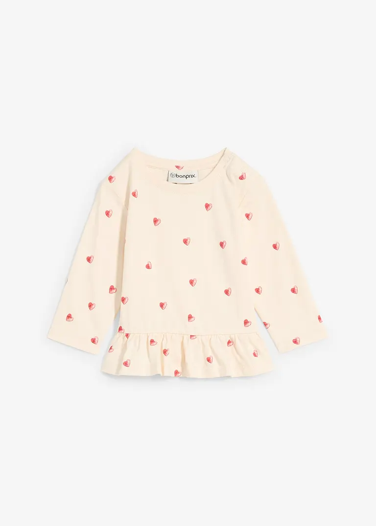 bonprix Verspieltes Baby-Bio-Baumwollshirt mit Herzchen - beige Exklusive Angebote