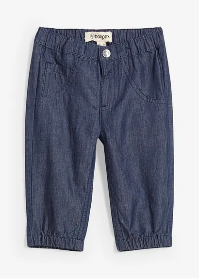 bonprix Lässige Baby-Hose im Jeanslook aus Bio-Baumwolle - blau Räumungsverkauf