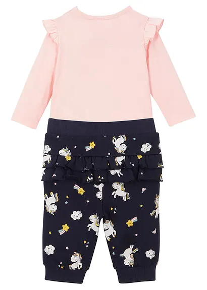 bonprix Niedliches Set mit buntem Print - puderrosa + dunkelblau bedruckt Super Sparpreis