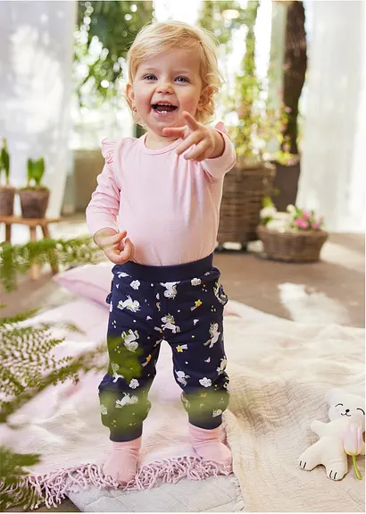 bonprix Niedliches Set mit buntem Print - puderrosa + dunkelblau bedruckt Super Sparpreis
