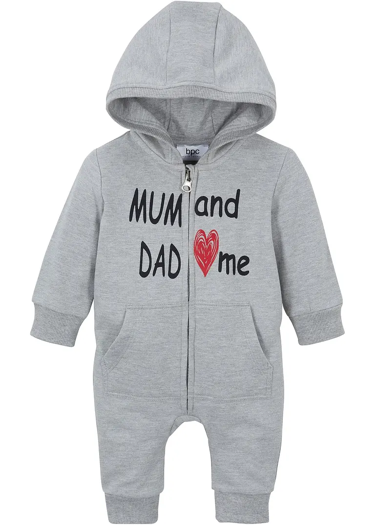 bonprix Angesagter Overall mit Print und Kapuze - grau - Kinder Begrenzte Freigabe