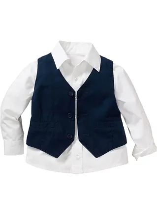 bonprix Festliches Set im klassischen Anzug-Stil - weiß/dunkelblau Neueste Stile