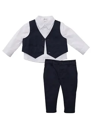 bonprix Festliches Set im klassischen Anzug-Stil - weiß/dunkelblau Neueste Stile