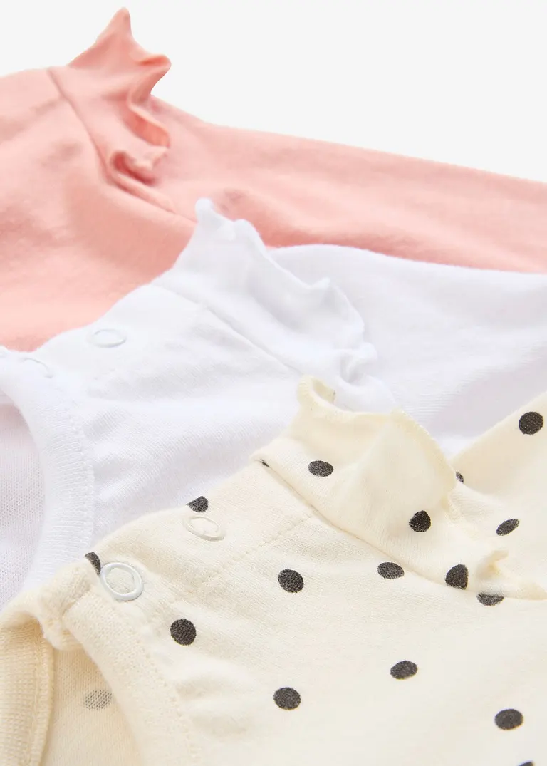 bonprix 3er Packung Baby Bodies mit Rüschen und Knöpfen an der Schulter und im Schritt Letzte 2 Tage