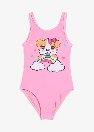 bonprix Klassischer Badeanzug mit süßem Druck. - rosa - Kinder Nur noch ein Tag übrig