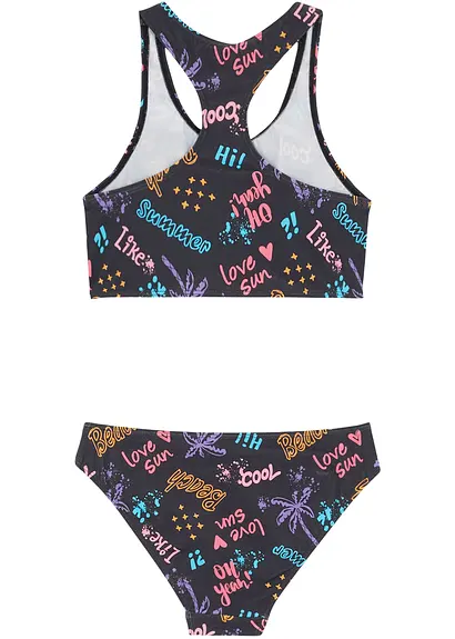 bonprix Modischer Bikini mit Ringerrücken - schwarz - Kinder Speichern exportieren