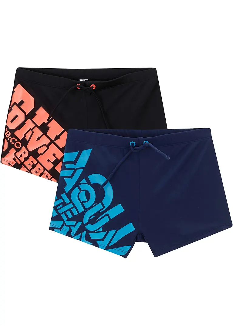 bonprix Tolle Badehose mit Print im 2er Pack - dunkelblau/schwarz Rabatte dieses Monats