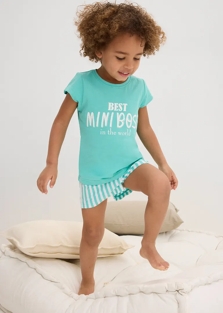 bonprix Bequemer Kinder Shorty (2-tlg. Set) - pazifikgrün/weiß gestreift Kostenloser Versand