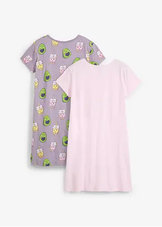 bonprix Tolle Mädchen Nachthemden mit Avocado und Bubble Tea Druck und Bio-Baumwolle im 2er Pack Limitierter Zeitrabatt