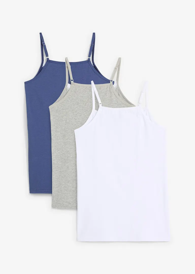 bonprix Schönes Top (3er Pack) mit verstellbaren Trägern und schöner Spitze am Ausschnitt Cyber Monday
