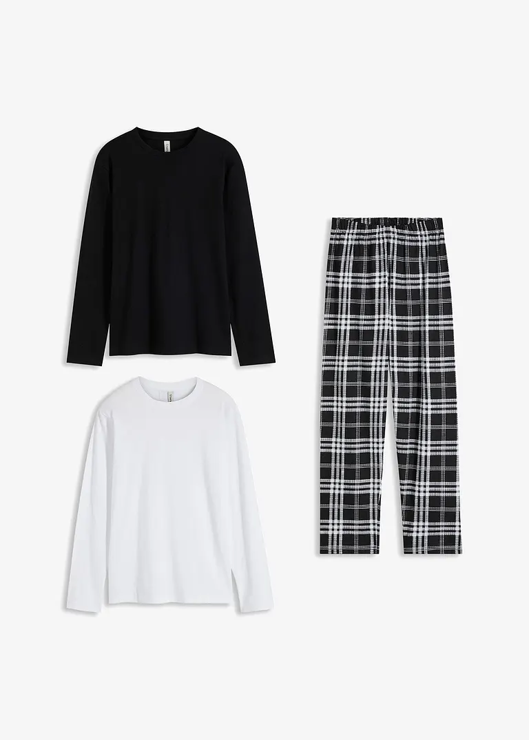 bonprix Schönes Kinder Pyjama (3-tlg. Set) mit 2 Shirt und einer Hose Vatertagsangebot