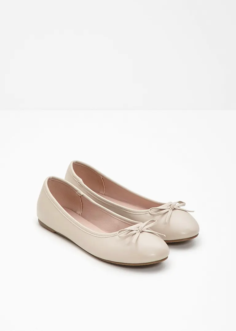 bonprix Zeitlose Ballerina mit Schleife - beige - Damen Räumungsverkauf