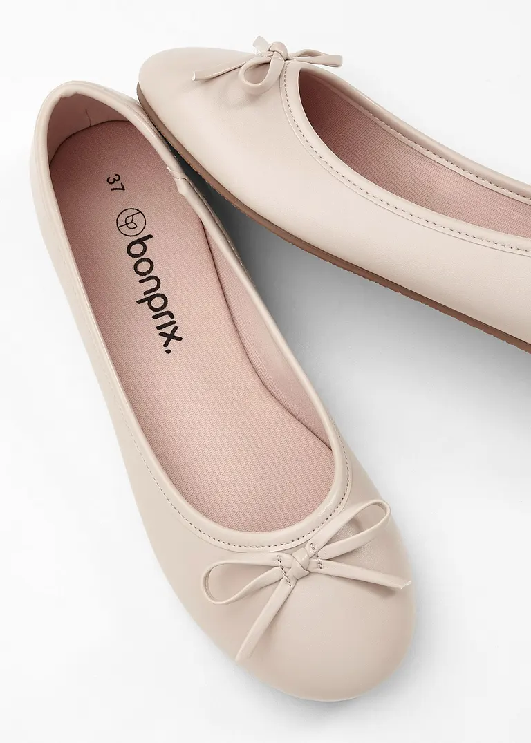 bonprix Zeitlose Ballerina mit Schleife - beige - Damen Räumungsverkauf