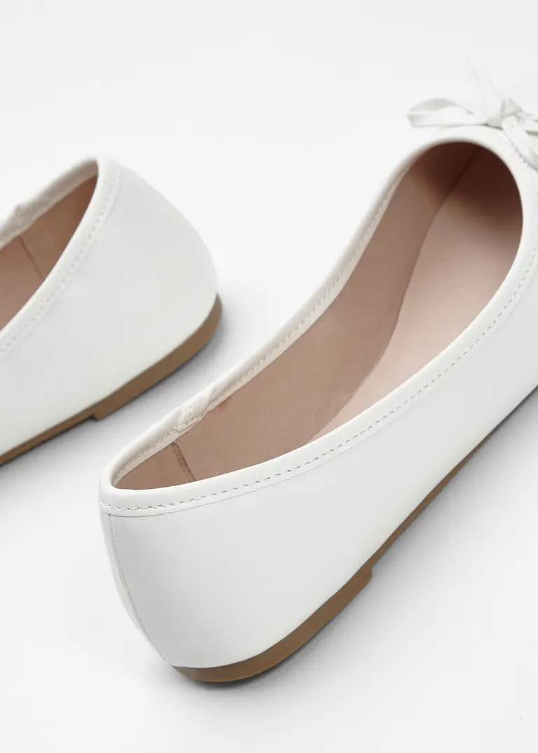 bonprix Zeitlose Ballerina mit Schleife - weiß - Damen Kauf eins, bekomm eins gratis