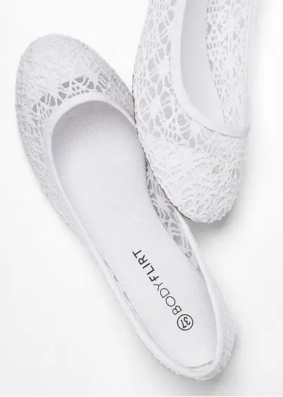 bonprix Verspielte Ballerina mit Spitze - weiß - Damen Wochenangebot