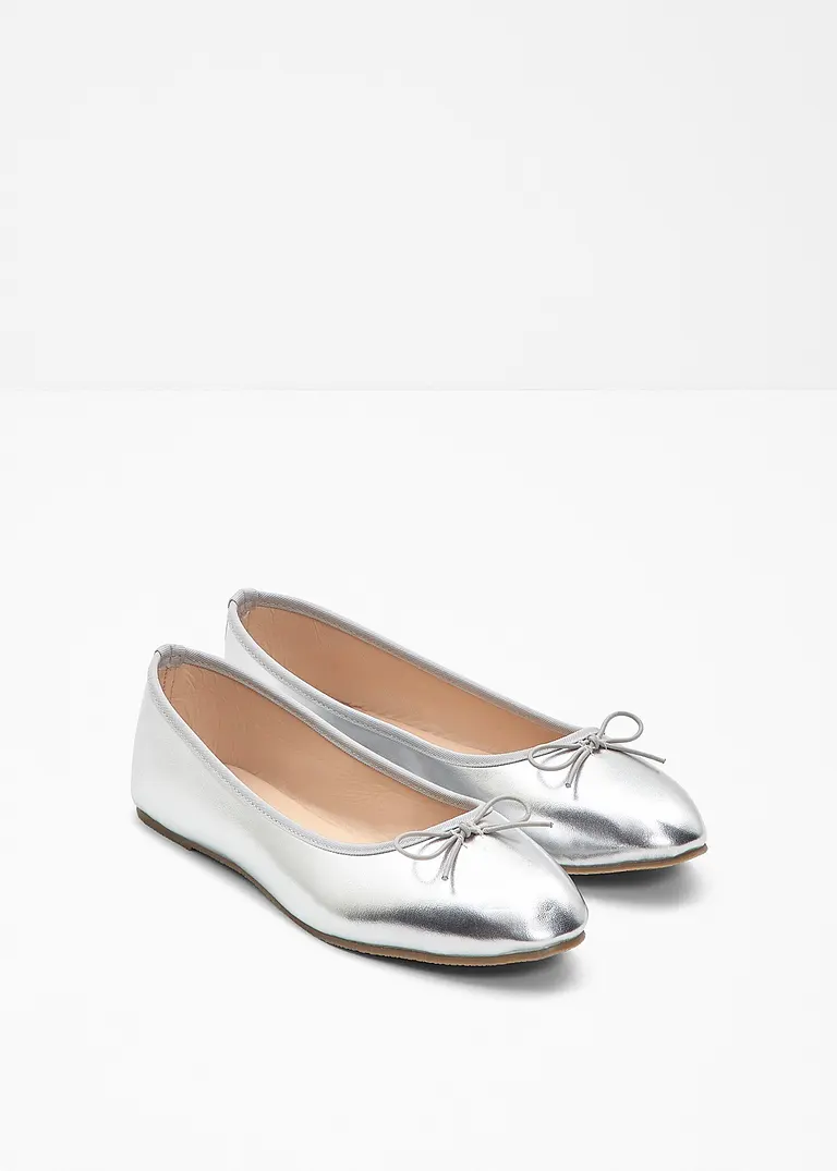 bonprix Niedliche Ballerina mit Schleife - silber - Damen JETZT KAUFEN