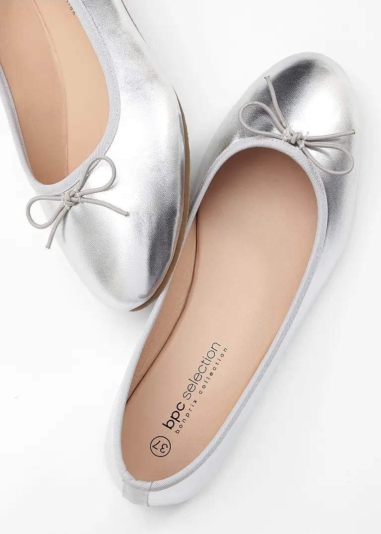 bonprix Niedliche Ballerina mit Schleife - silber - Damen JETZT KAUFEN