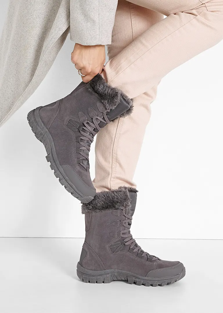 bonprix Warmer Winter Schnür Boot mit Tex-Membran - grau Sonderangebot der Fabrik