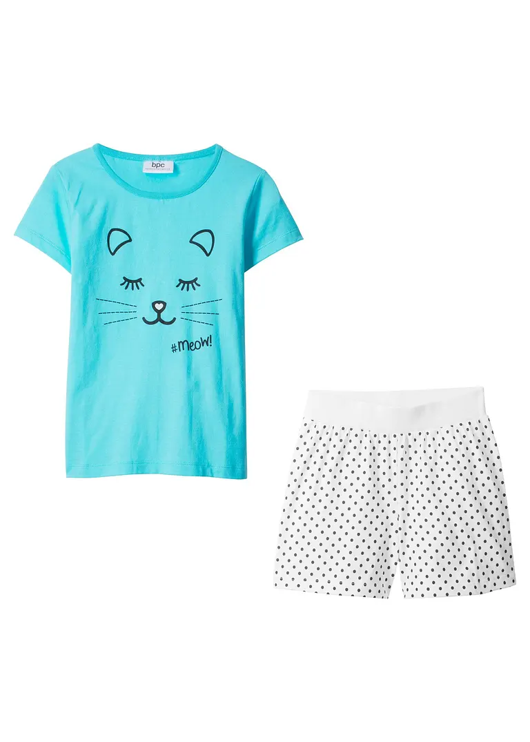 bonprix Bedruckter Pyjama mit süßem Print - aqua/weiß bedruckt Begrenzt auf 3 Tage