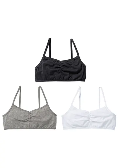 bonprix Komfortables Bustier im 3er Pack - weiß/schwarz/hellgrau meliert Black Friday Preise