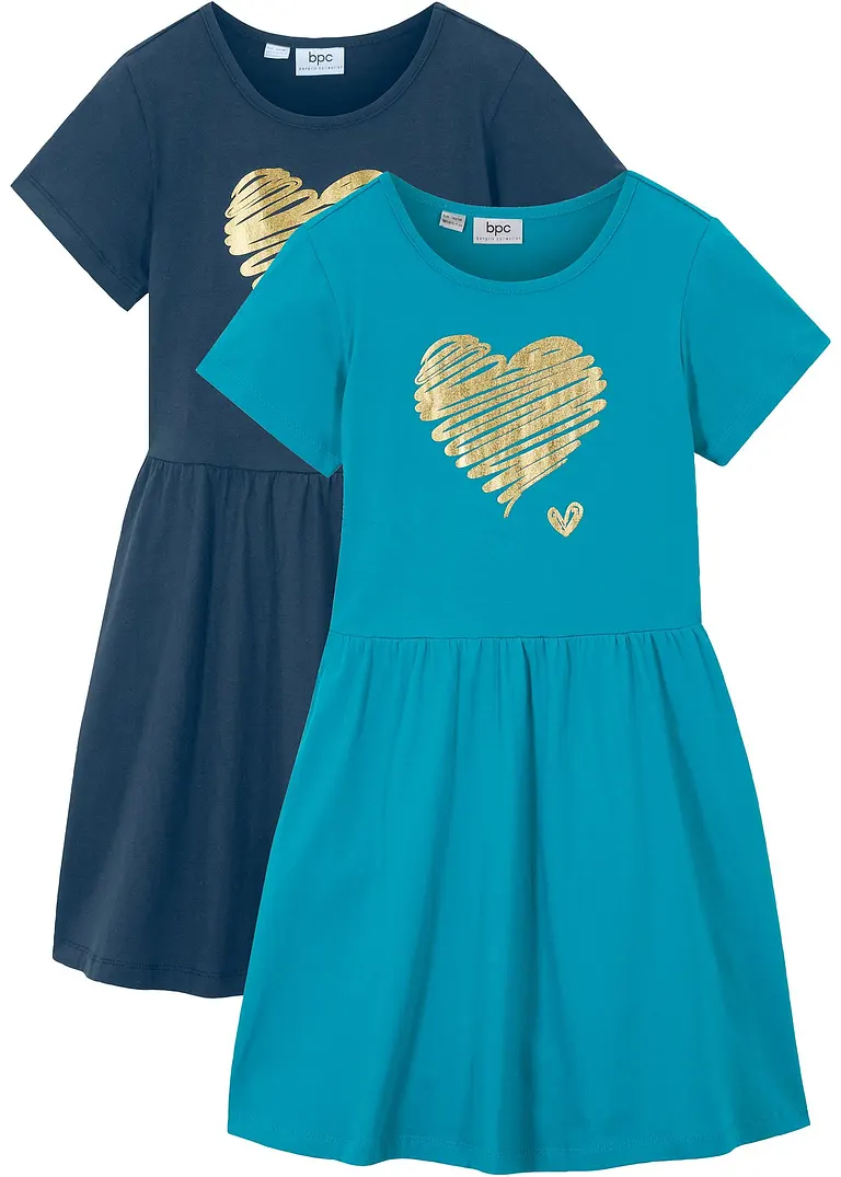 bonprix Doppelpack Mädchen Jerseykleid mit Druck - Kinder Rabatte dieses Monats