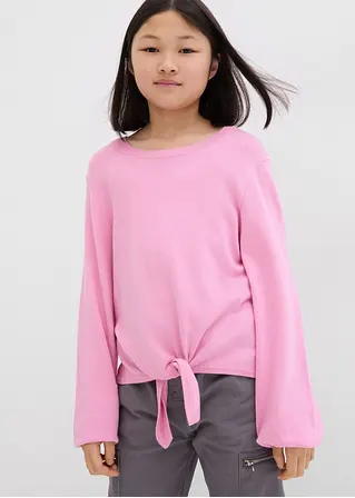 bonprix Weicher Mädchen Feinstrickpullover mit Knotendetail - rosa Schlussverkauf